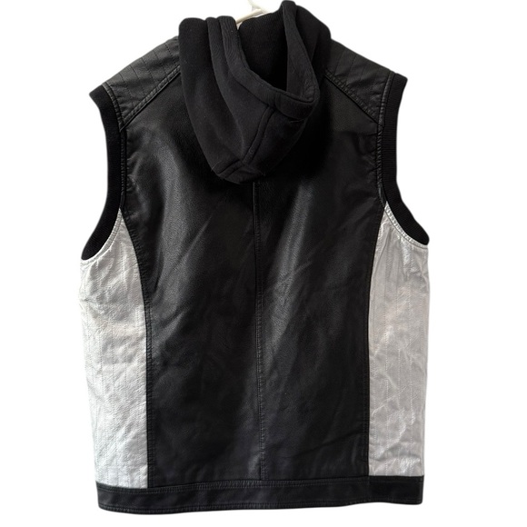 Men's Fried Denim NYC Black Faux Leather Biker Vest, Size Medium. - Picture 14 of 16